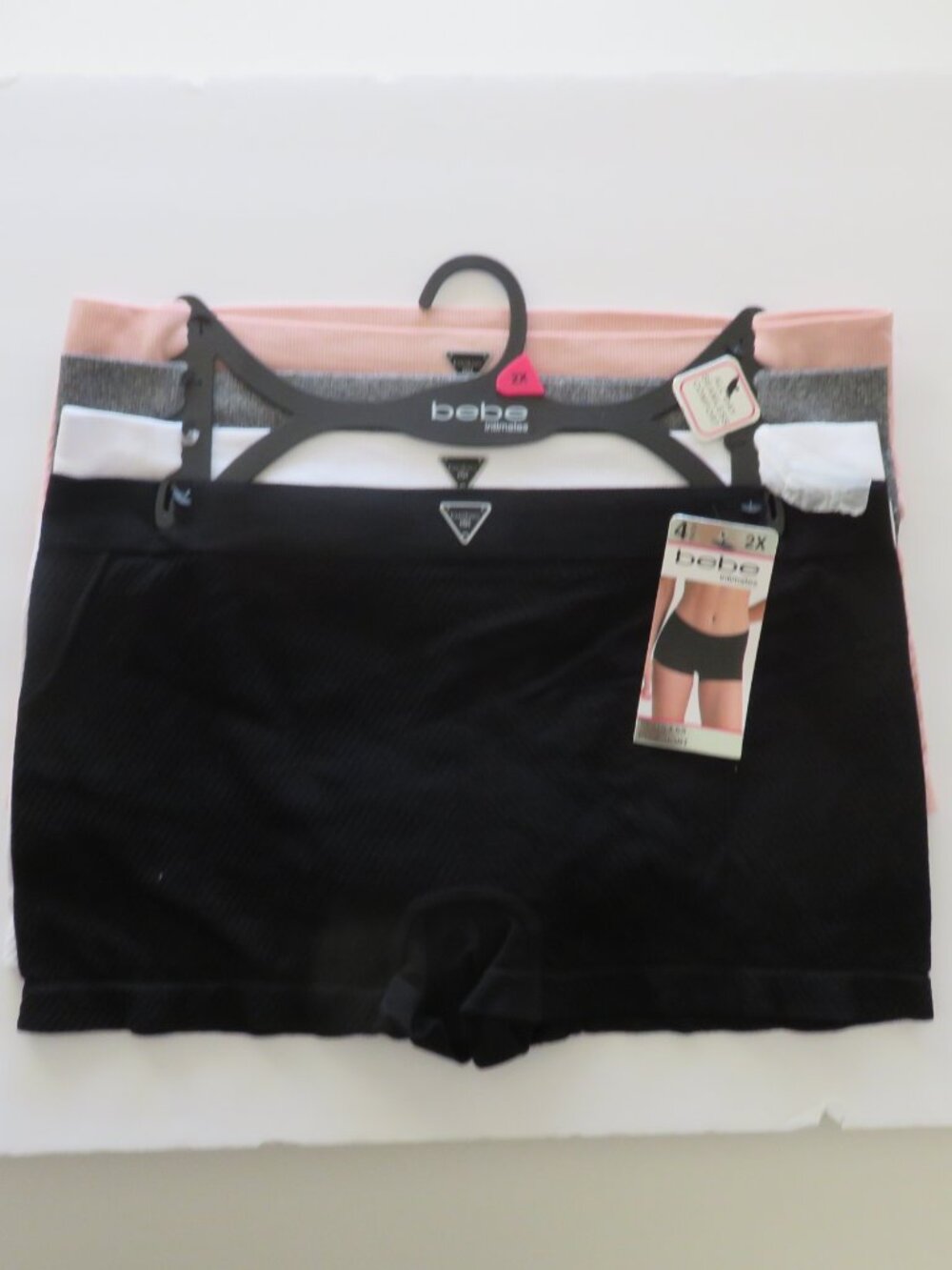 (#138) Bebe 4-pack Ribbed intimates Seamless boy shorts logo panties Size 2X